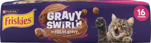 Purina Friskies Dry Cat Food Gravy Swirl'd With Flavors of Chicken, Salmon and Gravy - 16 lb. Bag