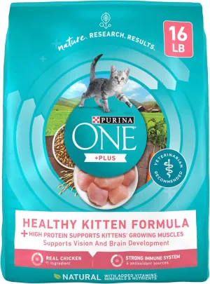 Purina ONE High Protein, Natural Dry Kitten Food,  Plus Healthy Kitten Formula - 16 lb. Bag