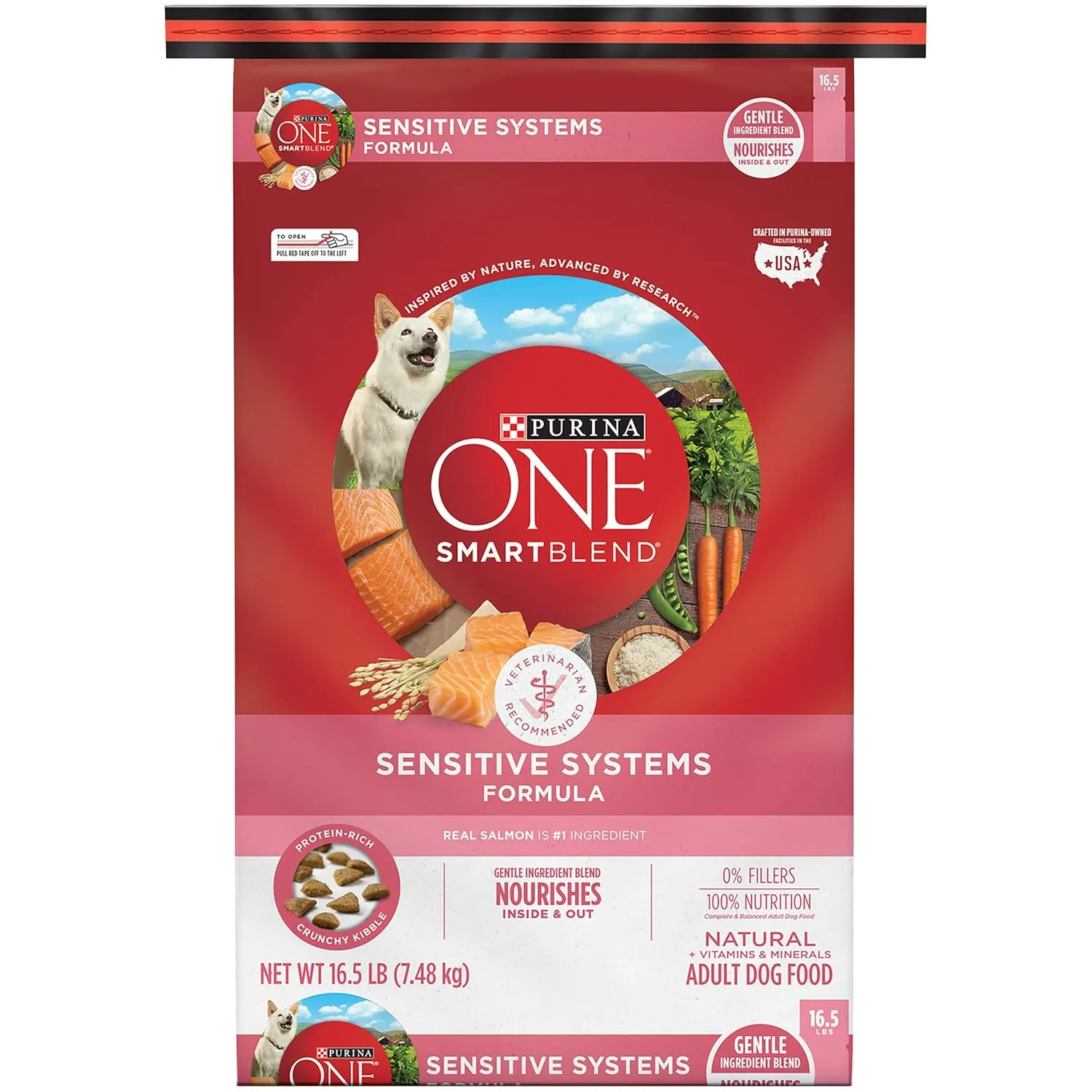 Purina ONE Natural, Sensitive Stomach Dry Dog Food,  Plus Skin & Coat Formula - 16.5 lb. Bag