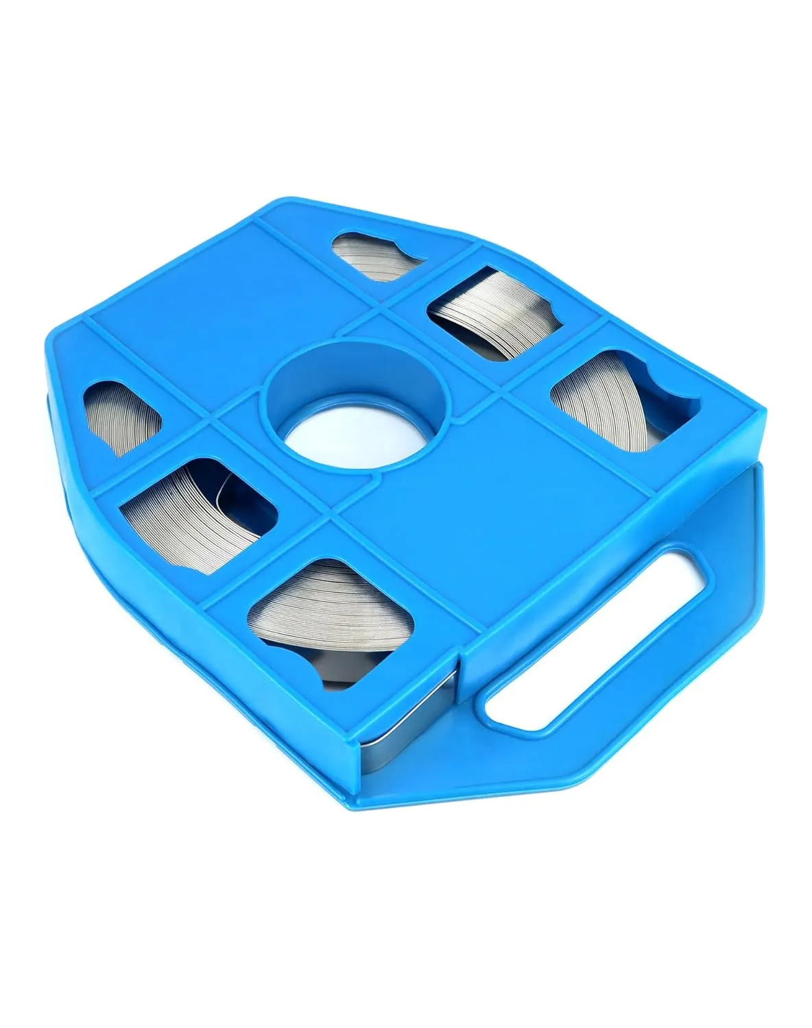 QWORK Band Strapping Coil, 1 Pack Stainless Steel Anti-Rust Strapping Band, 3/4" Width X 0.030" Thickness, 100-foot Roll in Blue Tote Bag, Bright Annealed Belt