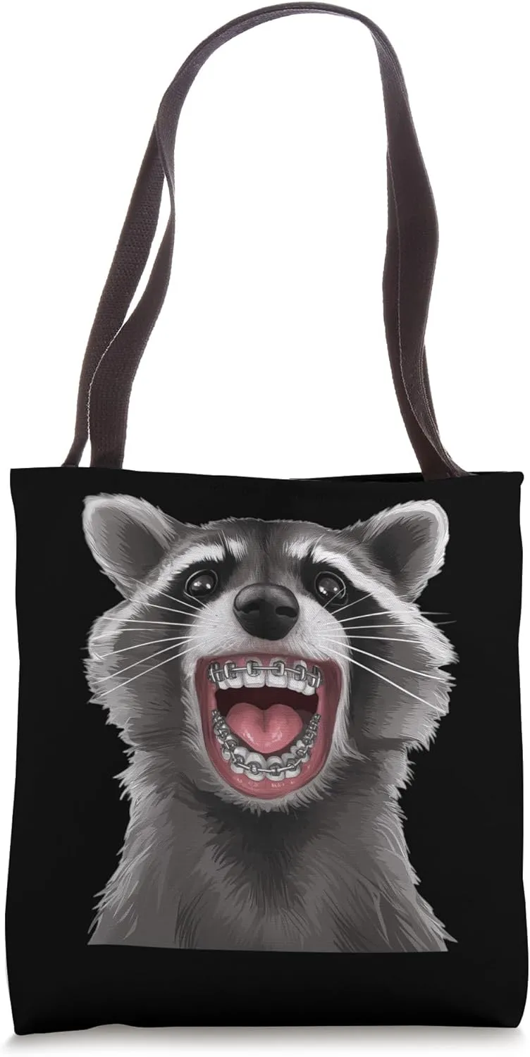 Raccoon Braces Tote Bag