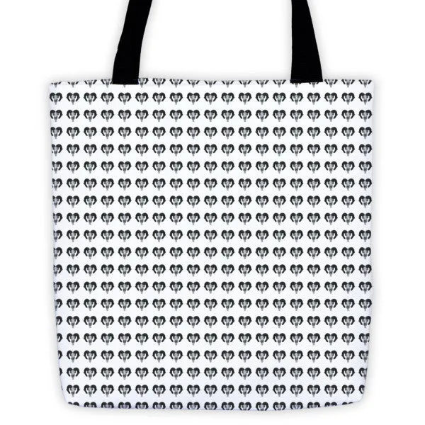 Ram Skull Turn Horns Repeat Tote Bag