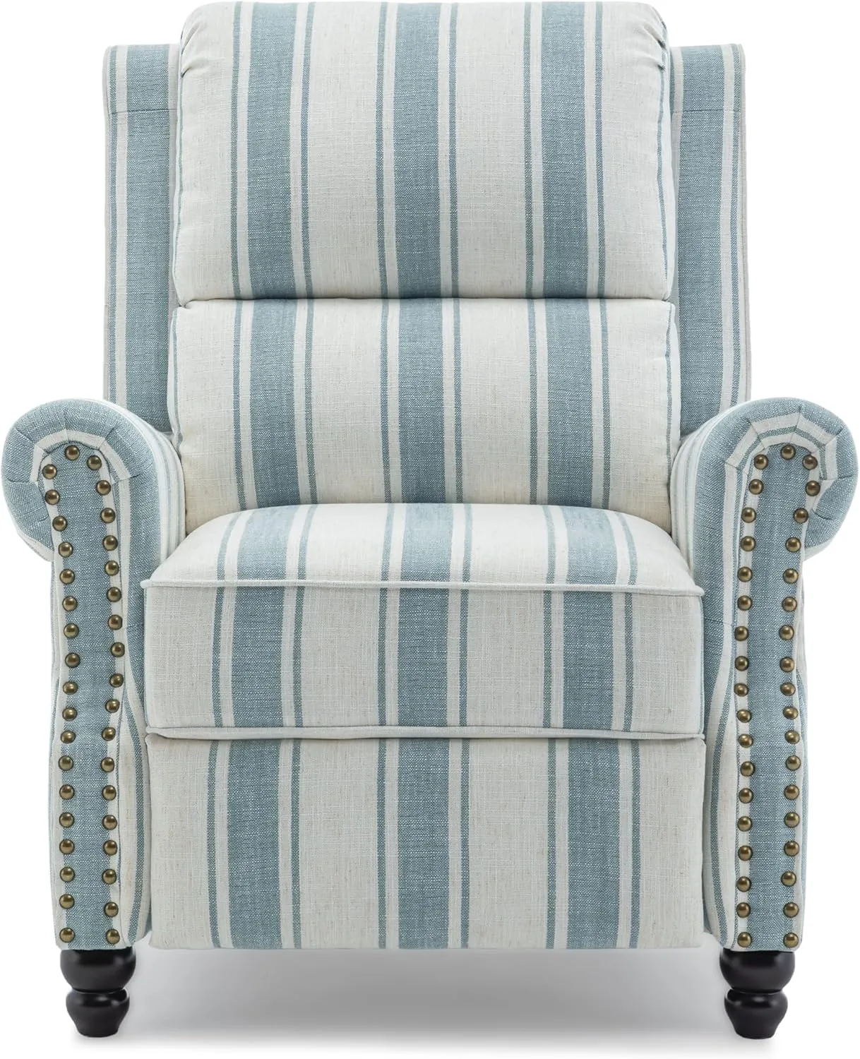 Recliner Chair, Modern Pushback Armchair with Adjustable Backrest & Footrest for Bedroom, Living Room (Blue Stripe,Set of 2)