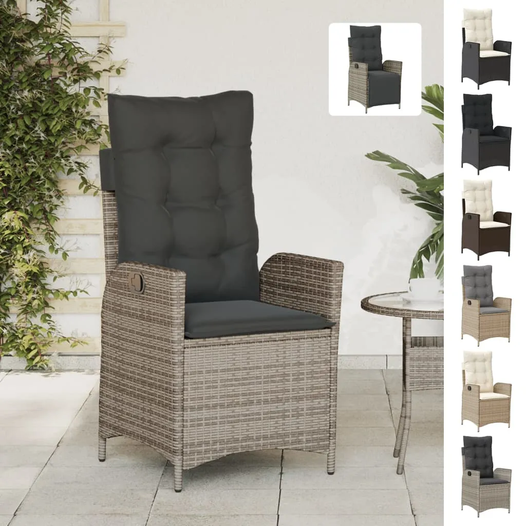 Reclining Patio Chair with Footrest Gray Poly Rattan