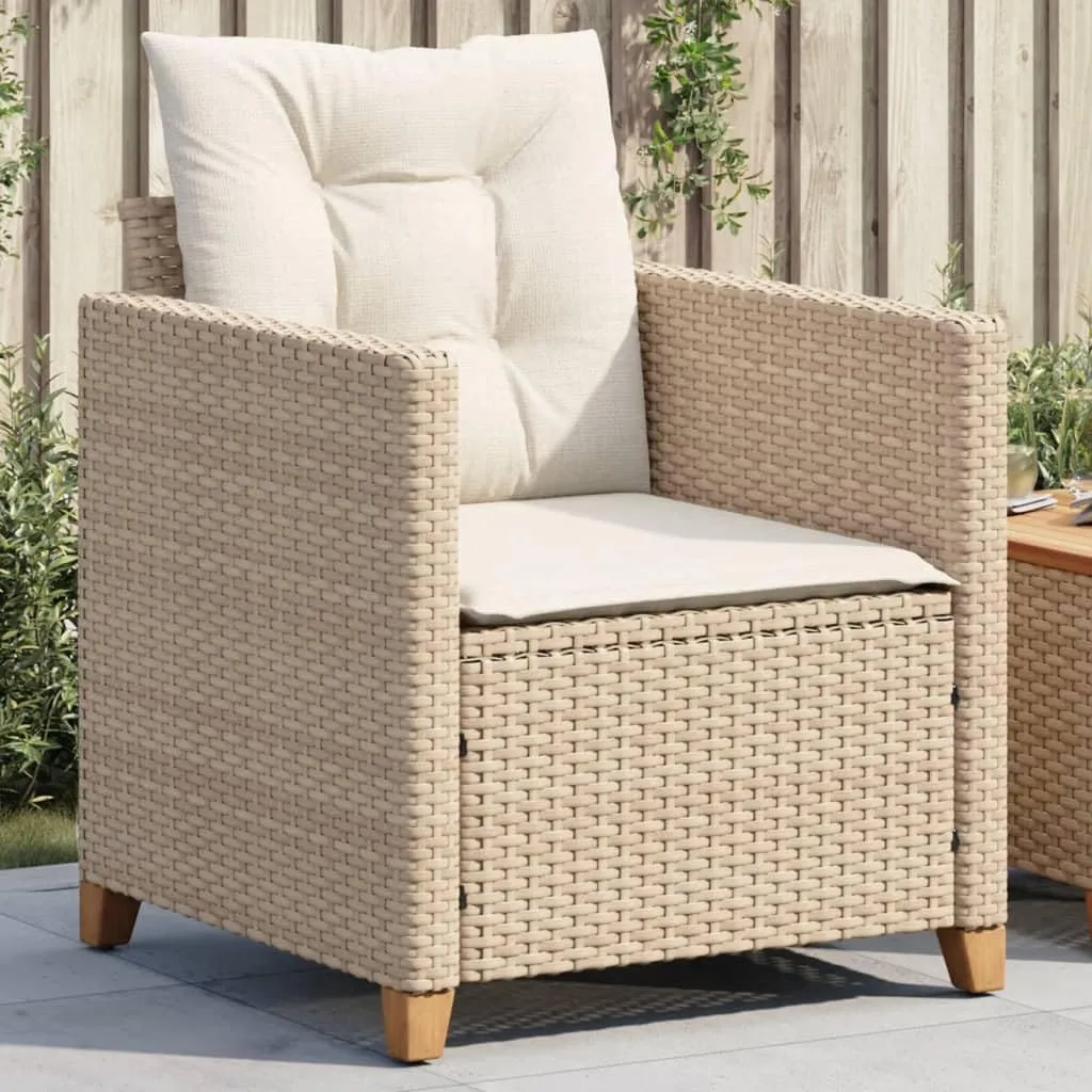 Relaxing Chair Camping Chair Dining Chairs Lawn Chairs - Patio Chair with Cushions Beige Poly Rattan for Park Campsites Terrace Outside