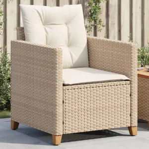 Relaxing Chair Camping Chair Dining Chairs Lawn Chairs - Patio Chair with Cushions Beige Poly Rattan for Park Campsites Terrace Outside