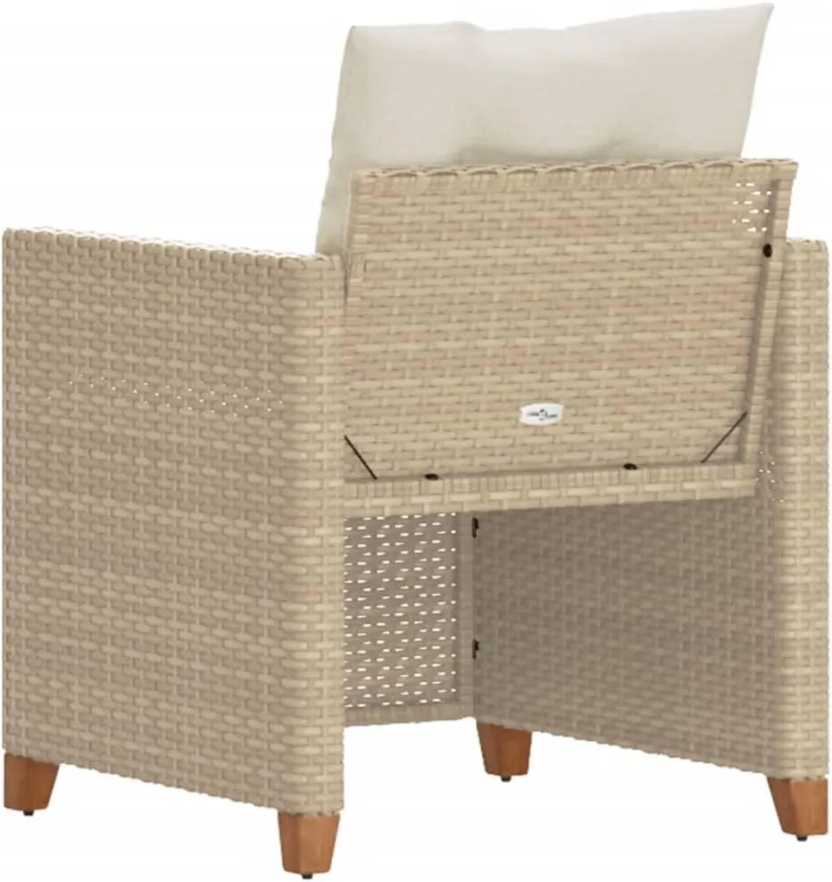 Relaxing Chair Camping Chair Dining Chairs Lawn Chairs - Patio Chair with Cushions Beige Poly Rattan for Park Campsites Terrace Outside