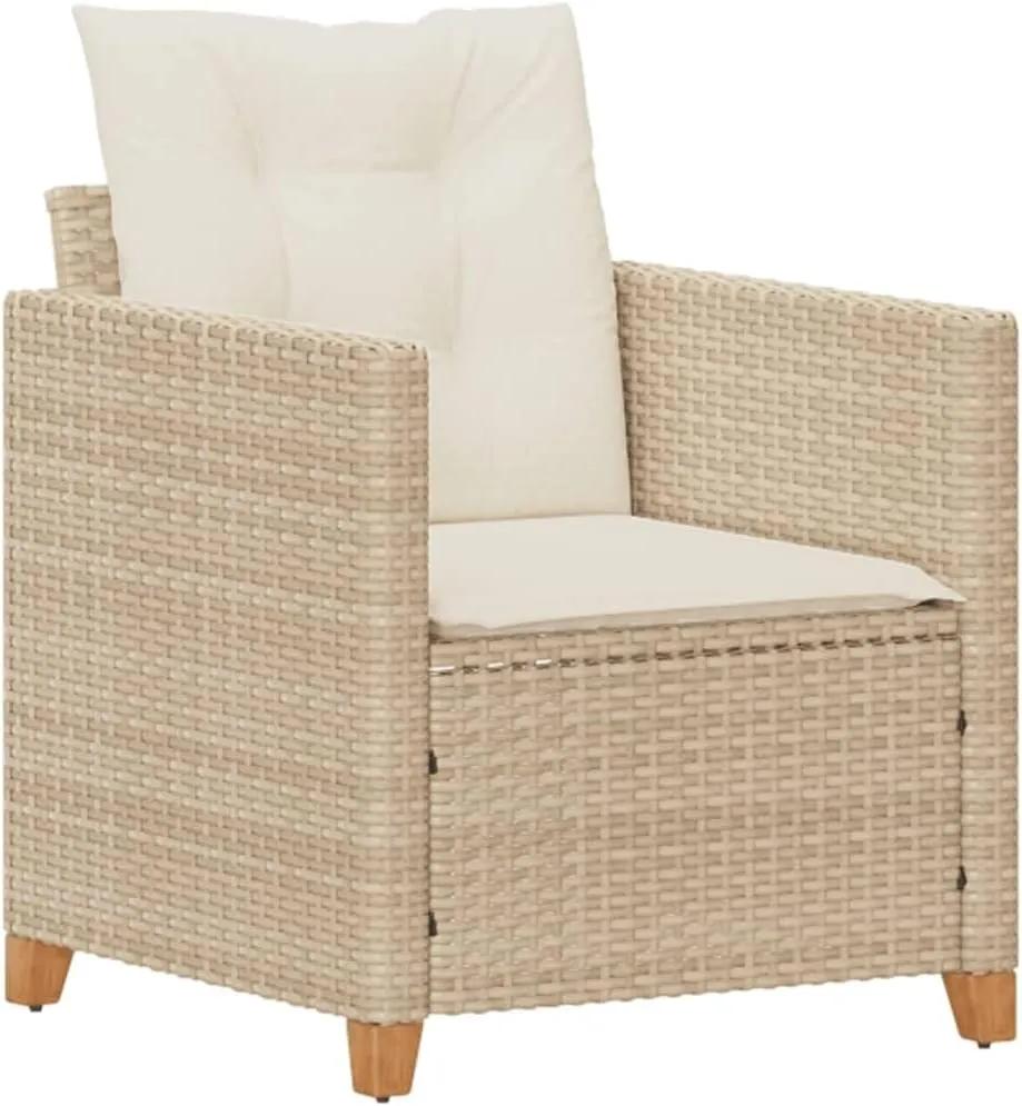 Relaxing Chair Camping Chair Dining Chairs Lawn Chairs - Patio Chair with Cushions Beige Poly Rattan for Park Campsites Terrace Outside