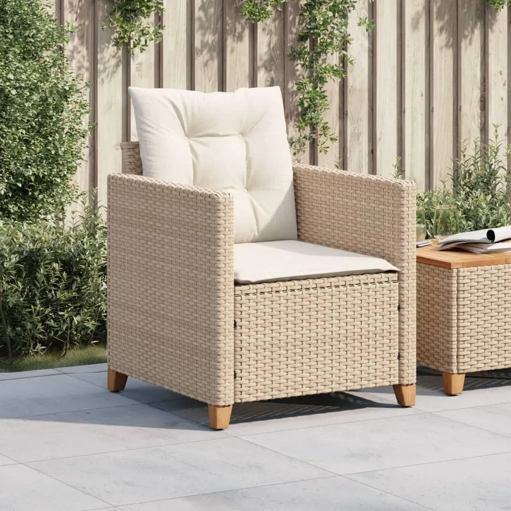Relaxing Chair Camping Chair Dining Chairs Lawn Chairs - Patio Chair with Cushions Beige Poly Rattan for Park Campsites Terrace Outside