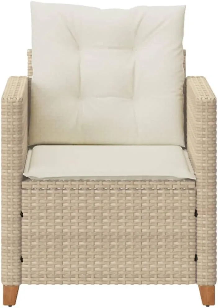 Relaxing Chair Camping Chair Dining Chairs Lawn Chairs - Patio Chair with Cushions Beige Poly Rattan for Park Campsites Terrace Outside