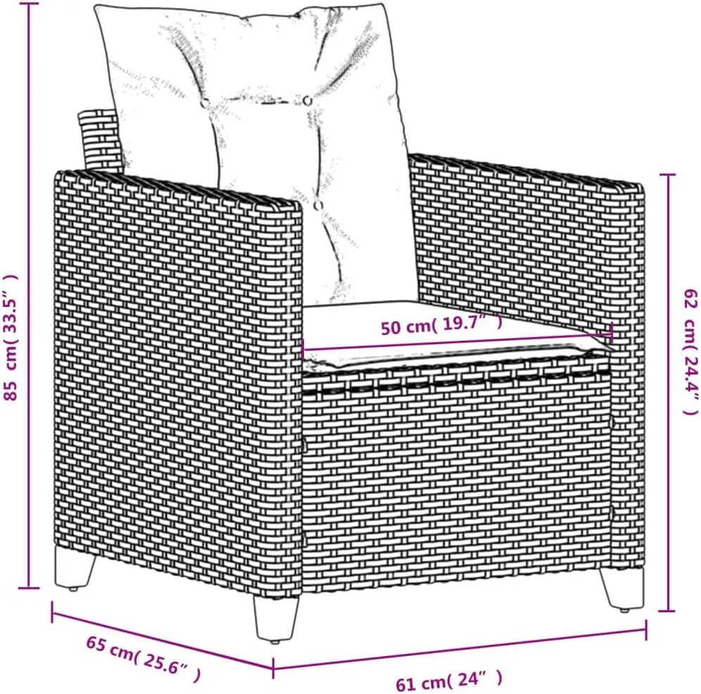 Relaxing Chair Camping Chair Dining Chairs Lawn Chairs - Patio Chair with Cushions Gray Poly Rattan for Park Campsites Terrace Outside