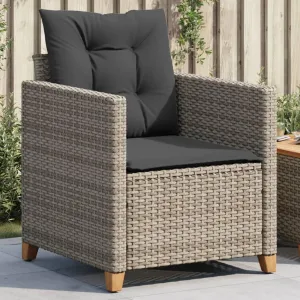 Relaxing Chair Camping Chair Dining Chairs Lawn Chairs - Patio Chair with Cushions Gray Poly Rattan for Park Campsites Terrace Outside