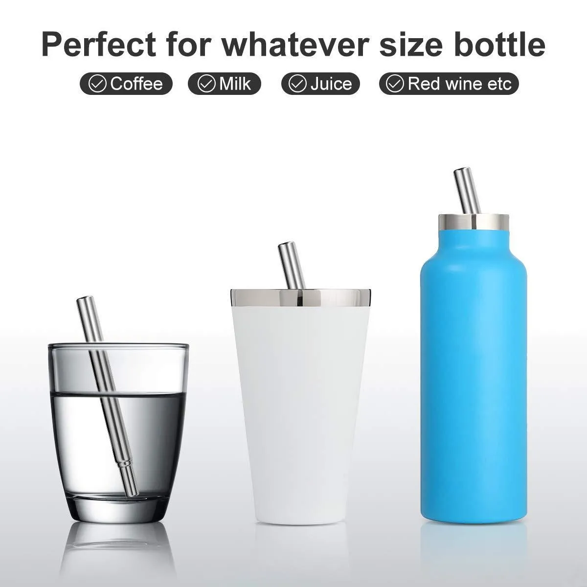 Reusable Collapsible Straw Folding Telescopic Stainless Steel Metal Drinking Straws Portable Kit with Cleaning Brush & Carrying Case & Silicone Tips & Keychain for Home & Office & Travel(Red)