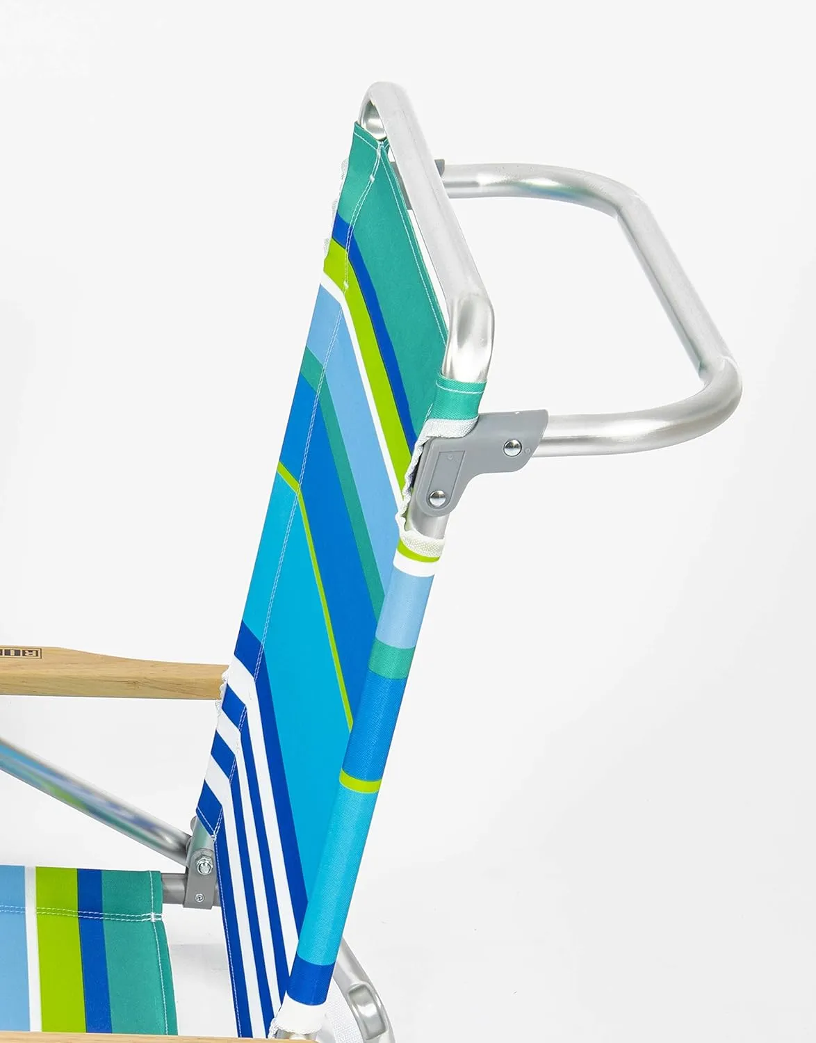 RIO beach Classic 5-Position Lay-Flat Folding Beach Chair, 30.8" x 24.75" x 29.5", Cool Blue Stripes, Pink/White/Beige/Black, 1 Count (Pack of 1)