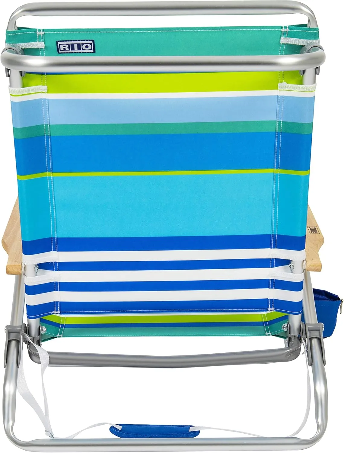 RIO beach Classic 5-Position Lay-Flat Folding Beach Chair, 30.8" x 24.75" x 29.5", Cool Blue Stripes, Pink/White/Beige/Black, 1 Count (Pack of 1)