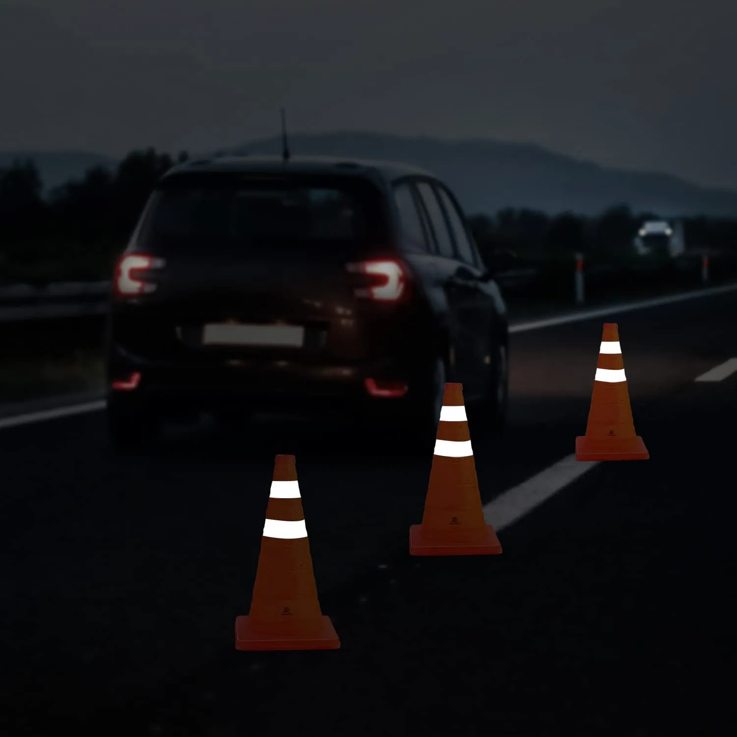 RoadHero 18 Inch 4 Pack Collapsible Traffic Safety Cones, Multi Purpose Pop-up Cones with Reflective Collar for Road Safety, Orange Cones for Driving Training, Parking Lots
