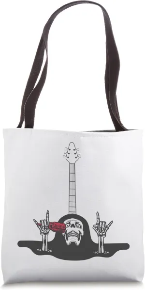 Rock & Roll Skeleton Guitar Player Figurine Music Lover Tote Bag