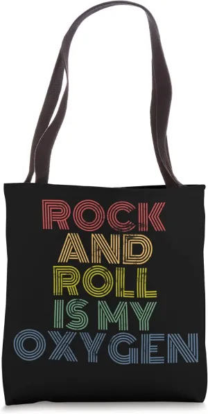 Rock And Roll Is My Oxygen retro 70s vintage distressed Tote Bag