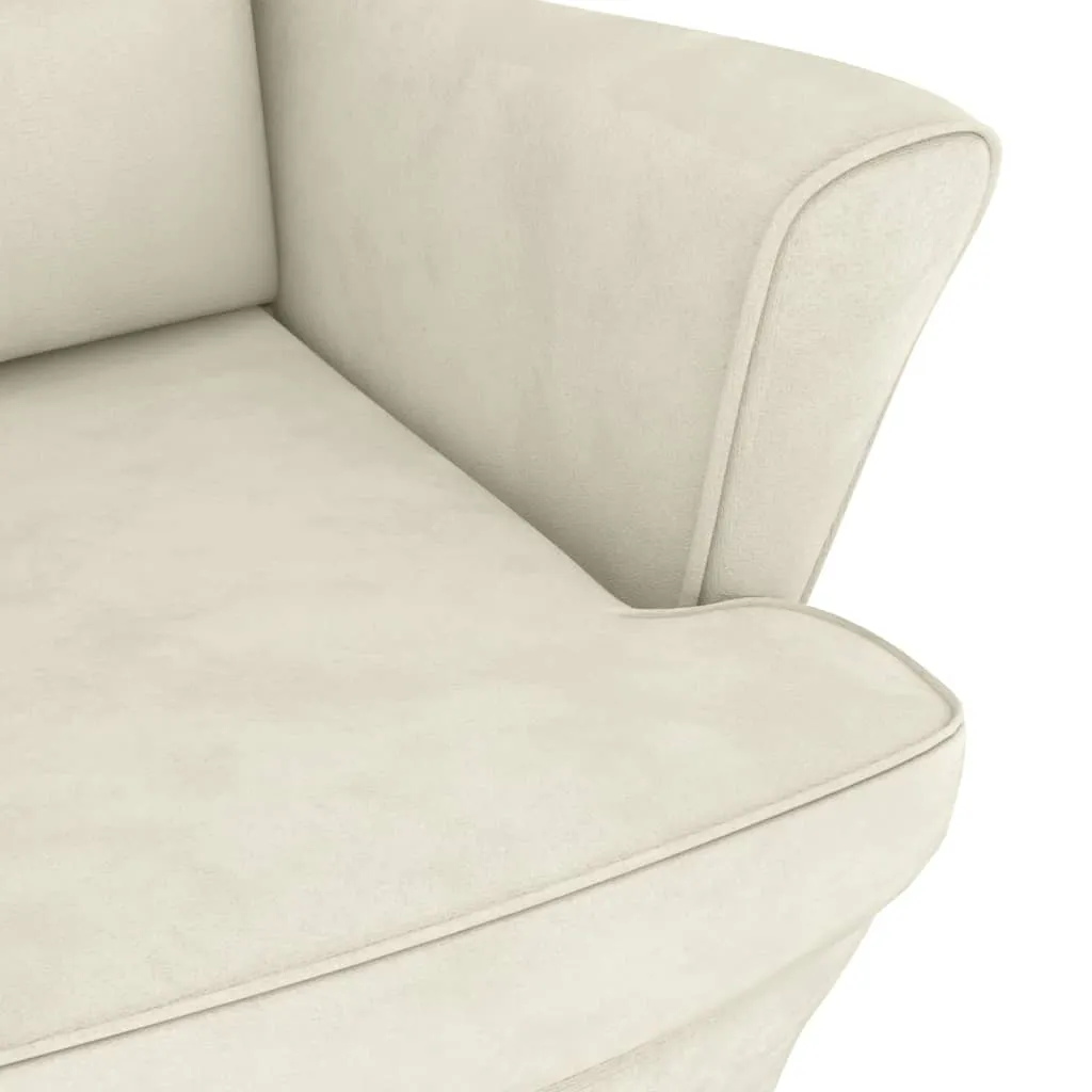 Rocking Chair with Solid Wood Rubber Legs Cream Velvet