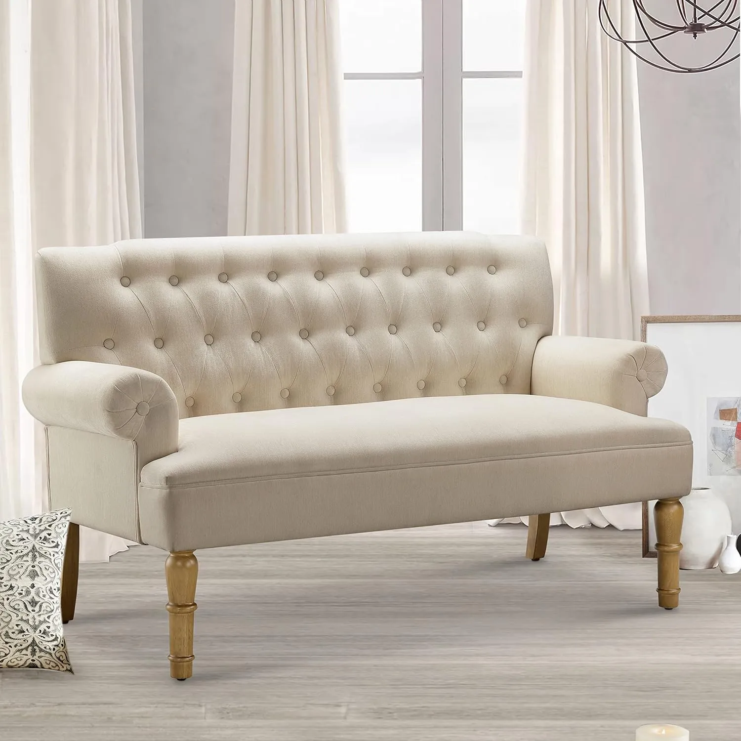 Rosevera Drennan Loveseat Sofas for Living Room Couch in a Box Sofa Para Sala Love Seats Furniture Velve Pearl Beige