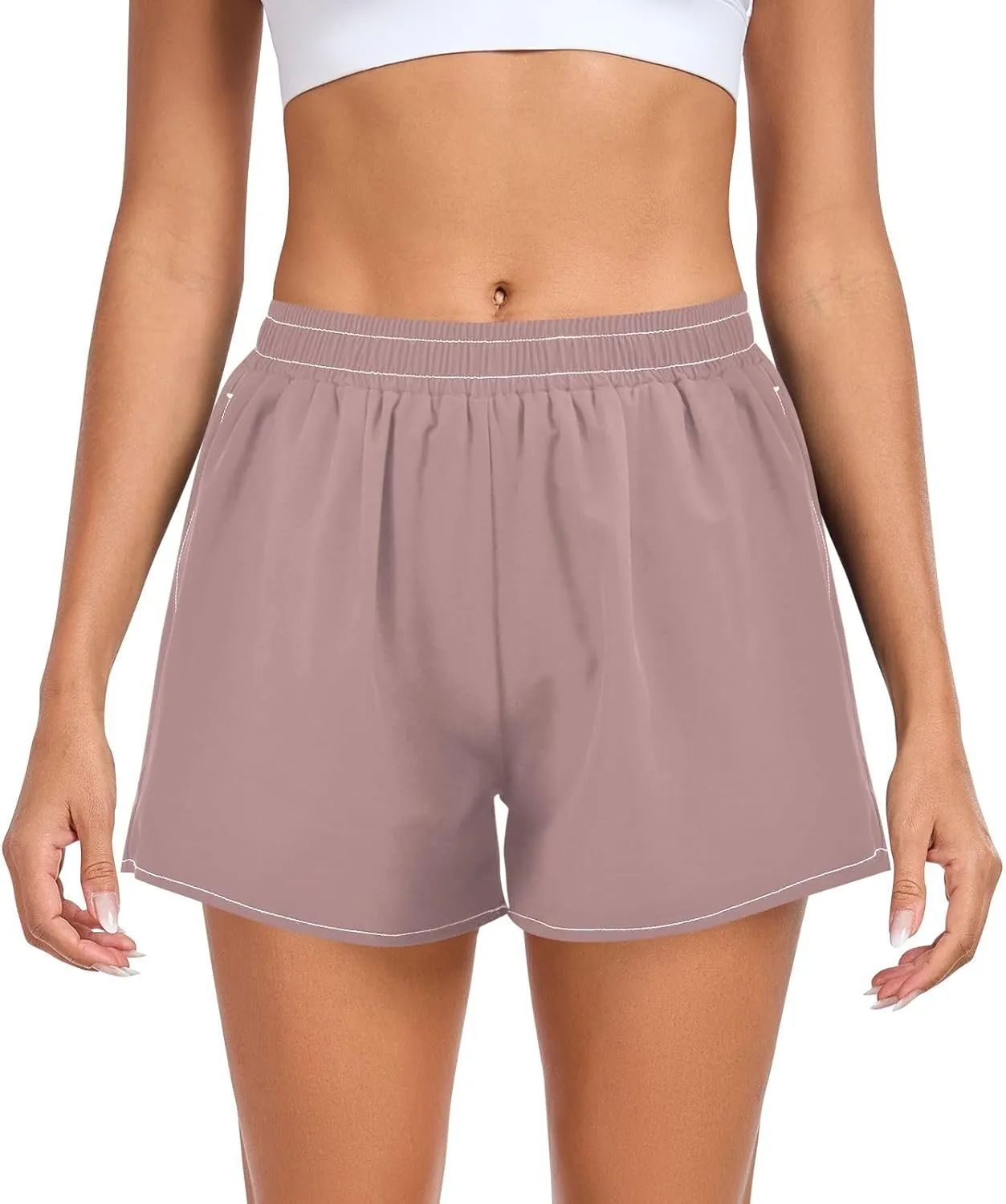 Rosy Brown Red Womens Athletic Shorts Ouick Dry Girls Basketball Shorts for Gym Lounge Beach Home
