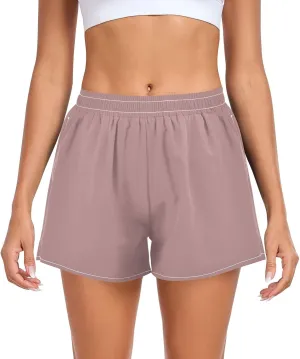 Rosy Brown Red Womens Athletic Shorts Ouick Dry Girls Basketball Shorts for Gym Lounge Beach Home