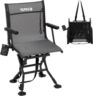 RPNB Hunting Chair, Noiseless 360° Swivel Hunting Blind Chair with All-Terrain Duck Feet and Telescopic Legs, Black