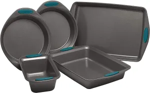 Rynx | Rachael Ray Nonstick Bakeware Set with Grips includes Nonstick Bakeware, Bake Sheet, and Nonstick Loaf Pan - 5 or 10 Pieces