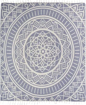 Sand Cloud Extra Large Turkish Beach Towel - Sand Free - 100% Organic Turkish Cotton Yarn - Quick Dry Towel for Beach, Picnic, Blanket or Bath - As Seen on Shark Tank - Cool Glacier (Navy)