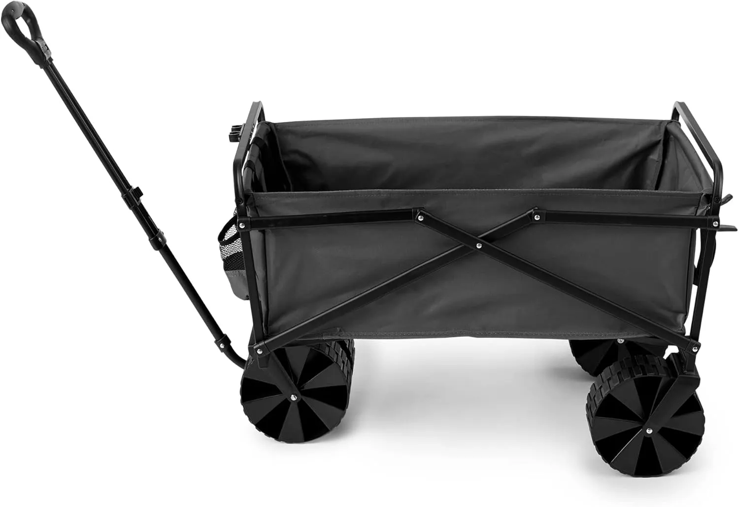 Seina Heavy Duty Steel Frame Collapsible Folding Outdoor Portable Utility Cart Wagon with All Terrain Plastic Wheels and 150 Pound Capacity, Gray