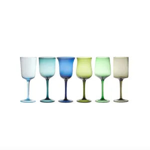 Set 6 Calici Forme Assortite Blu Verde