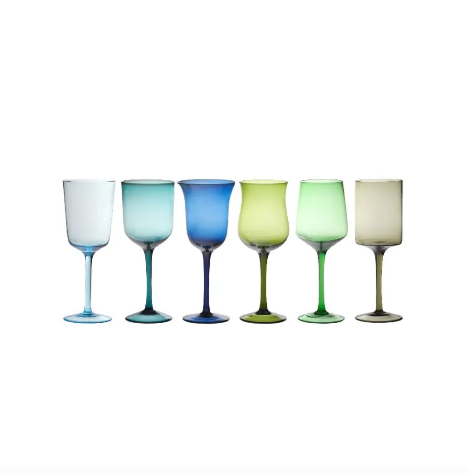 Set 6 Calici Forme Assortite Blu Verde