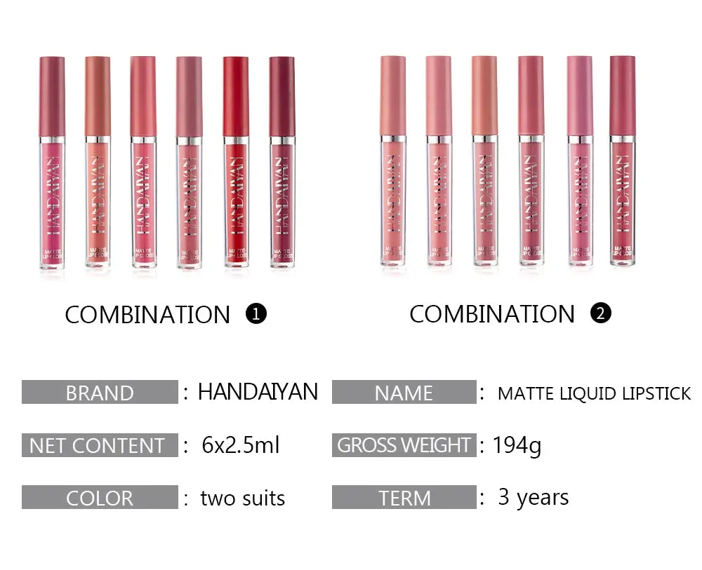 Set of 6 NonStick Cup Liquid lipstick