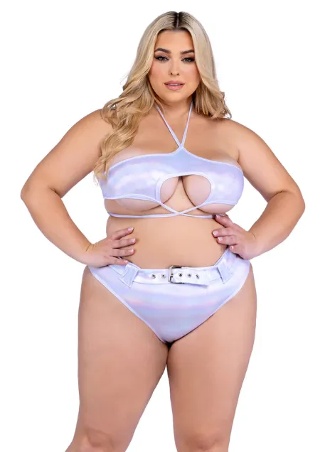 Shimmer Top with Underboob Cutout - Lavender 6439