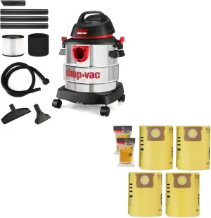 Shop-Vac 5 Gallon 4.5 Peak HP Wet/Dry Vacuum 5 Gallon Filter Bag(4 Pack)