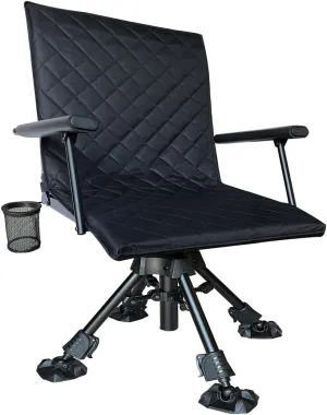 Silent Swivel Stable Portable Ground Folding Outdoor Camping Fishing Hunting Blind Chair Seat with Cover, 4 Legs Adjustable Height