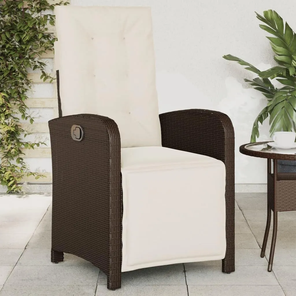 Sillas De Patio Beach Chair Lawn Chairs Dining Room Chairs - Reclining Patio Chairs 2 pcs with Footrest Brown Poly Rattan for Garden Beaches Outside Terrace