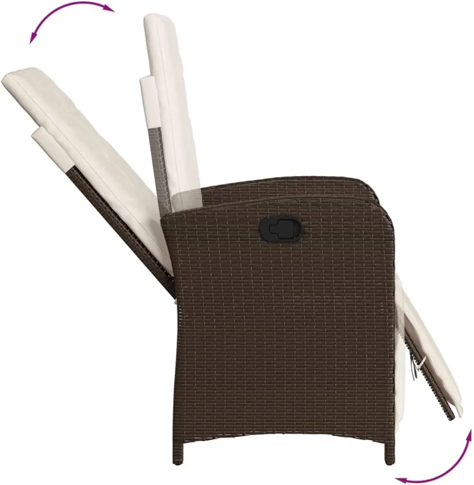 Sillas De Patio Beach Chair Lawn Chairs Dining Room Chairs - Reclining Patio Chairs 2 pcs with Footrest Brown Poly Rattan for Garden Beaches Outside Terrace
