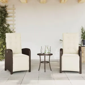 Sillas De Patio Beach Chair Lawn Chairs Dining Room Chairs - Reclining Patio Chairs 2 pcs with Footrest Brown Poly Rattan for Garden Beaches Outside Terrace
