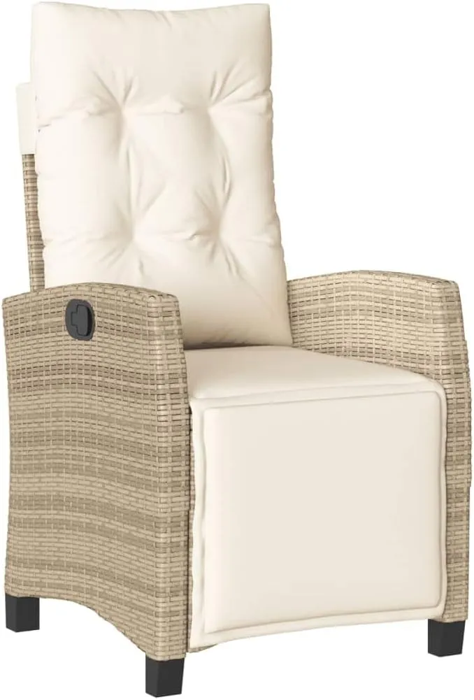 Sillas De Patio Dining Chairs Outdoor Chairs Outdoor Patio Chairs - Reclining Patio Chair with Footrest Beige Poly Rattan for Beaches Park Garden Terrace