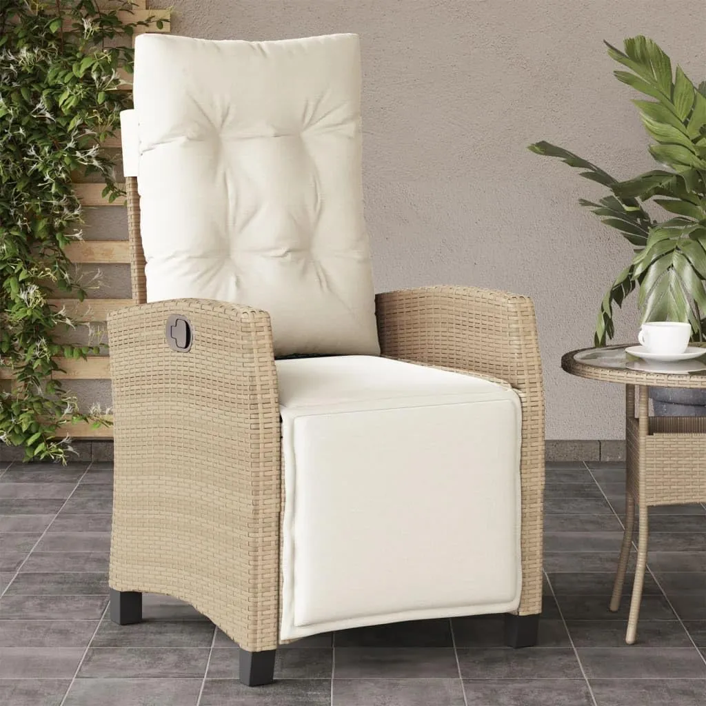 Sillas De Patio Dining Chairs Outdoor Chairs Outdoor Patio Chairs - Reclining Patio Chair with Footrest Beige Poly Rattan for Beaches Park Garden Terrace
