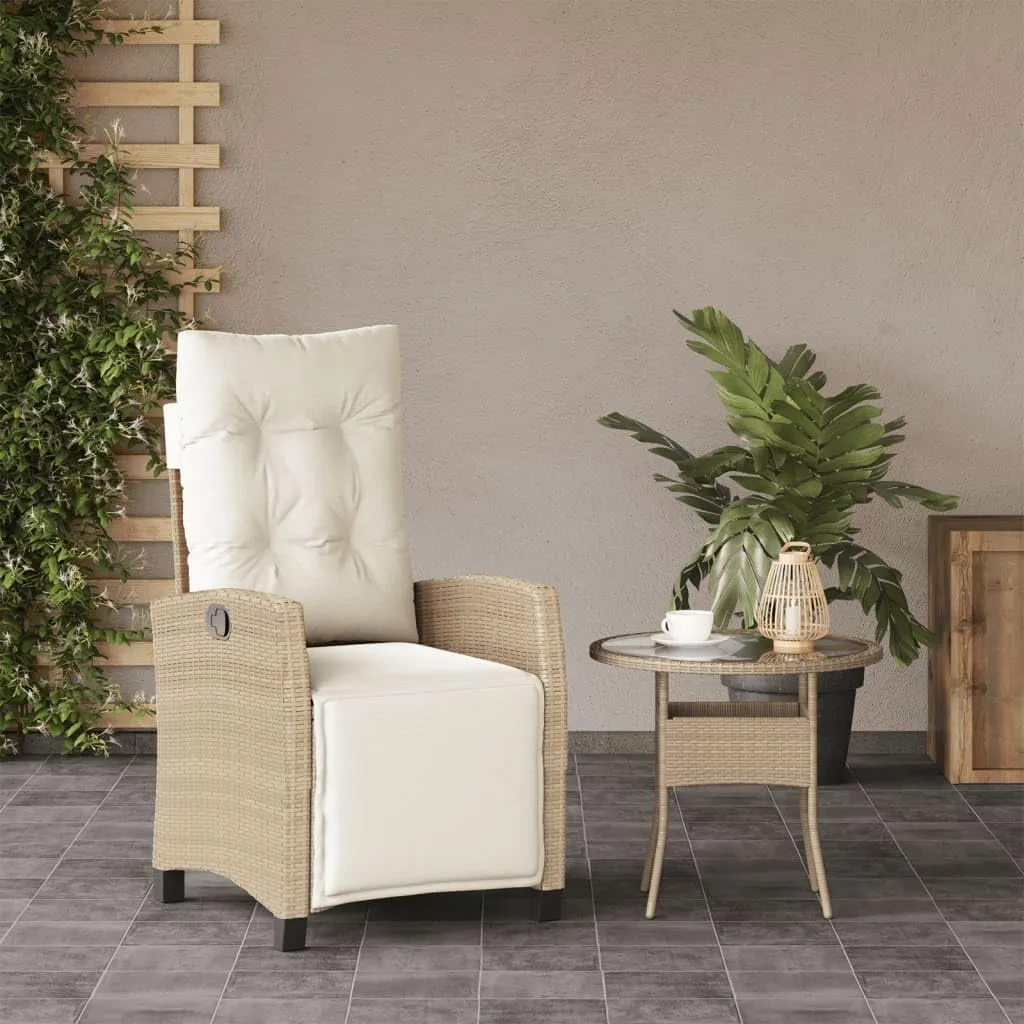 Sillas De Patio Dining Chairs Outdoor Chairs Outdoor Patio Chairs - Reclining Patio Chair with Footrest Beige Poly Rattan for Beaches Park Garden Terrace