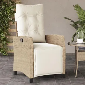 Sillas De Patio Dining Chairs Outdoor Chairs Outdoor Patio Chairs - Reclining Patio Chair with Footrest Beige Poly Rattan for Beaches Park Garden Terrace