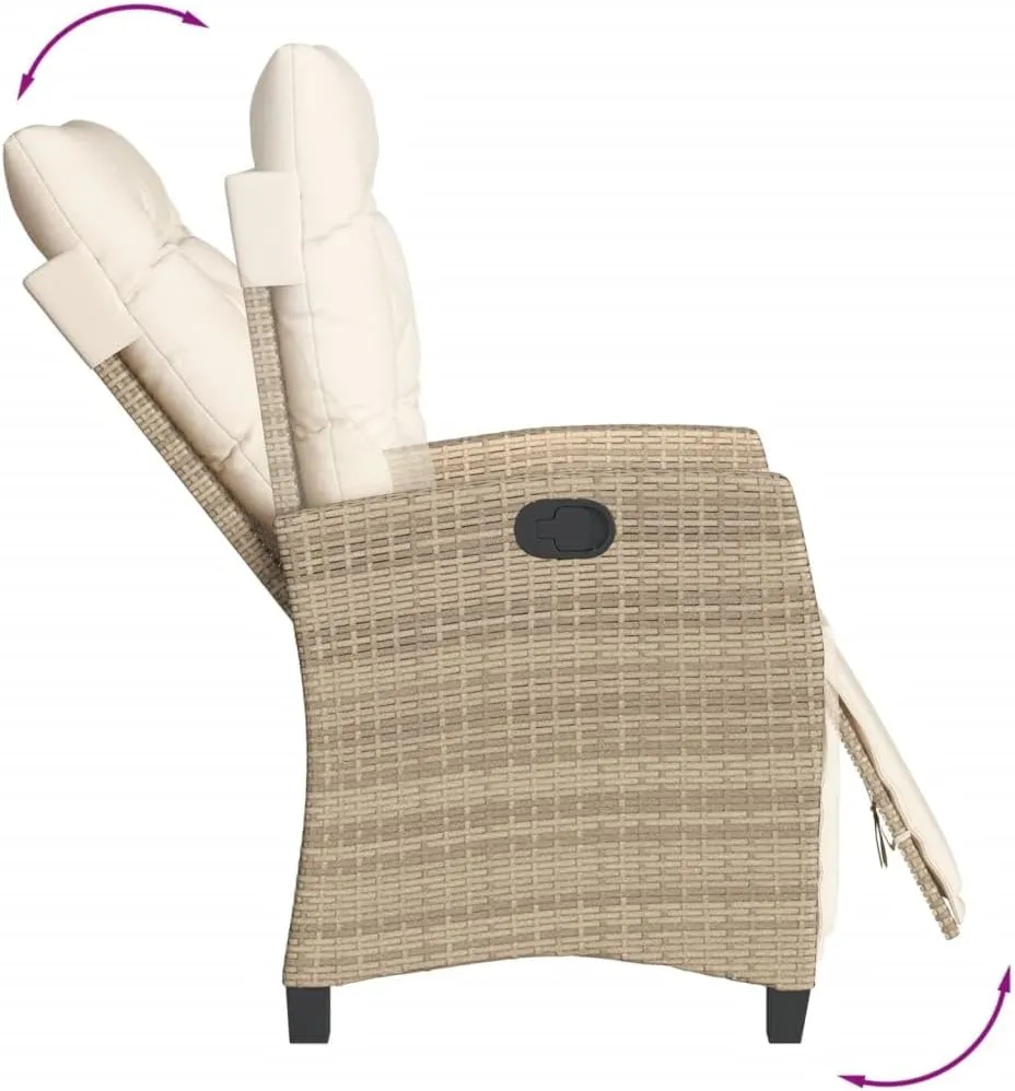 Sillas De Patio Dining Chairs Outdoor Chairs Outdoor Patio Chairs - Reclining Patio Chair with Footrest Beige Poly Rattan for Beaches Park Garden Terrace