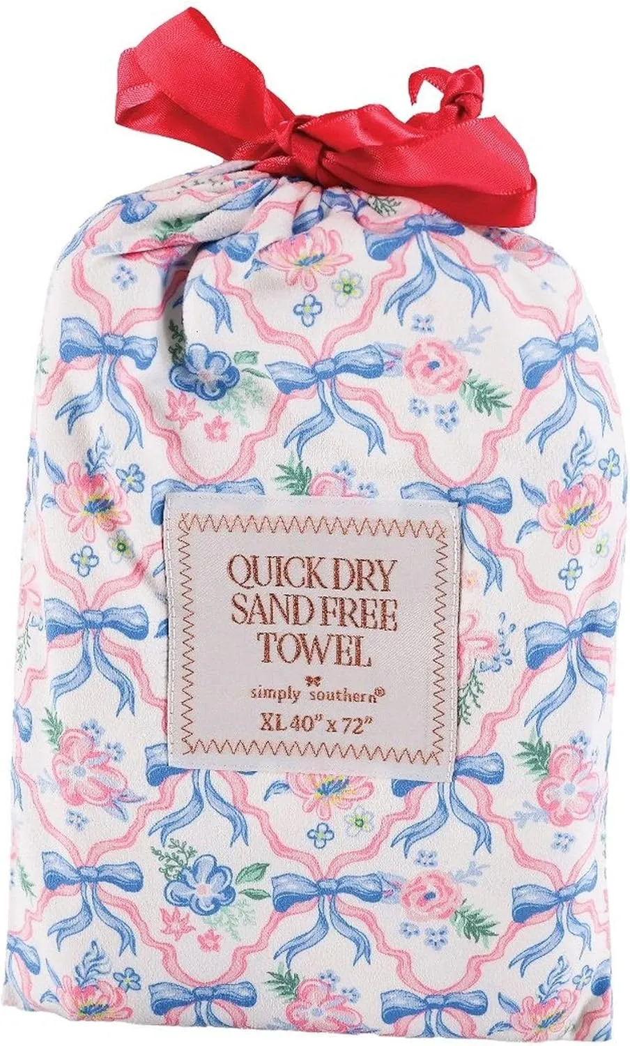 Simply Southern Ribbon 40" x 72" Quick Dry Beach Towel in Drawstring Bag