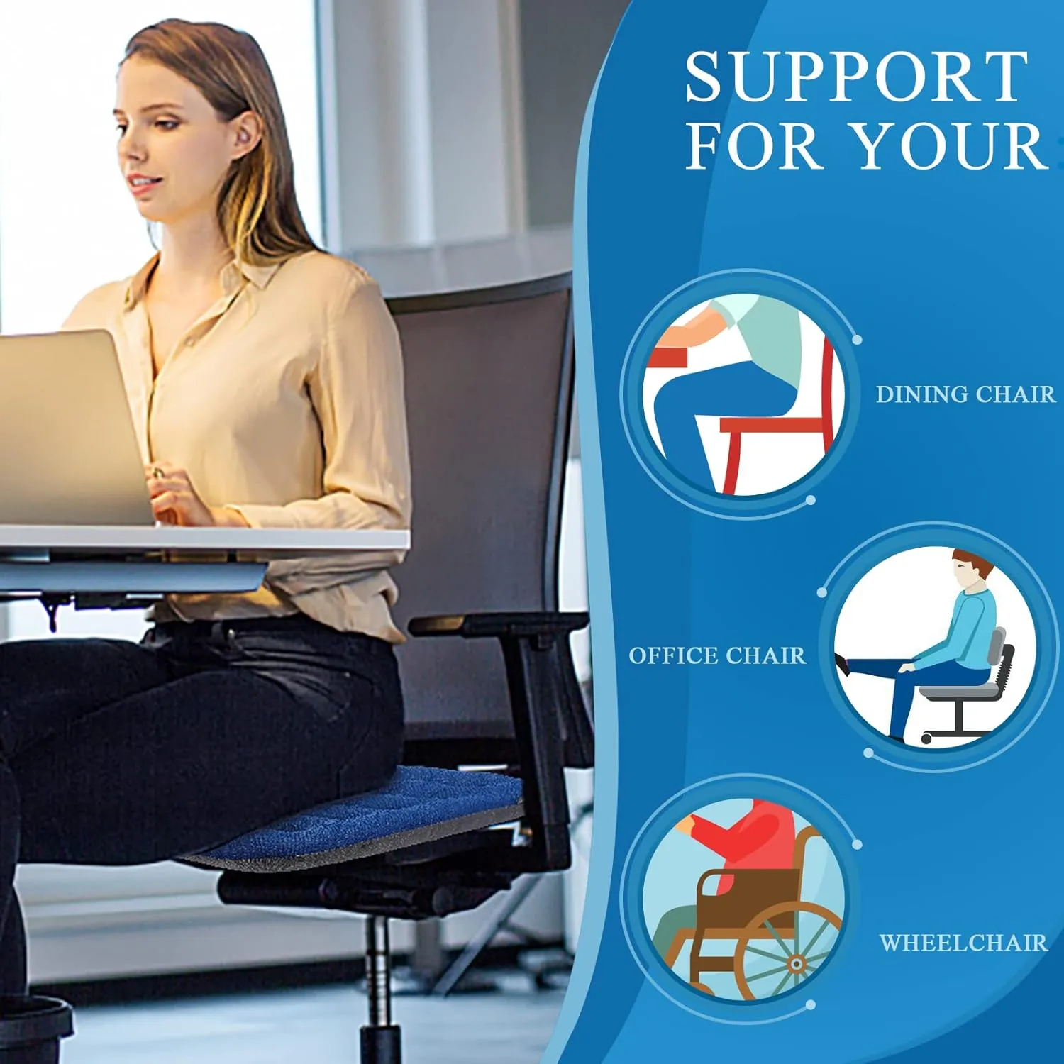 SINOSSO Excellent Support Effect Office Chair Cushion 1 Pack, Luxury Air Mesh Breathable Non-Slip Desk Computer Seat Cushion, Kitchen Dining Room Square Chair Pad (1 Count, Beige)