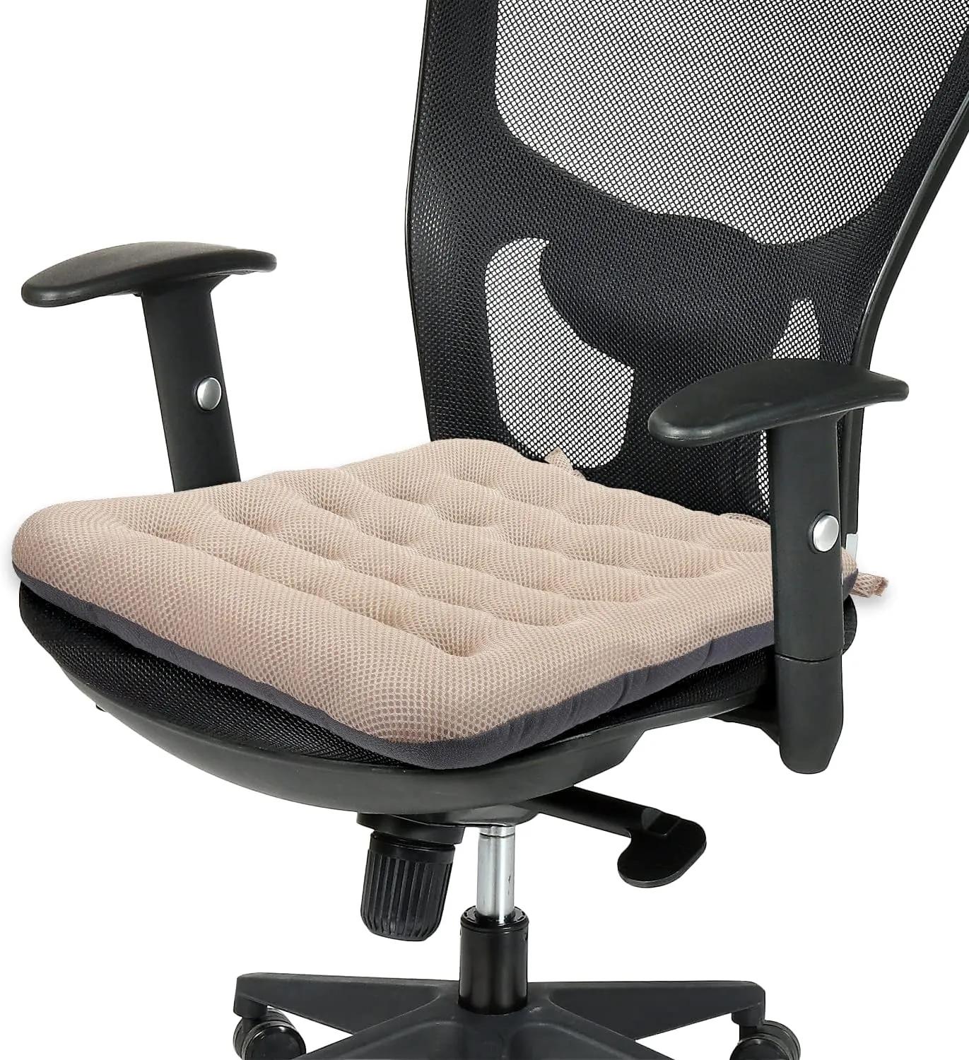 SINOSSO Excellent Support Effect Office Chair Cushion 1 Pack, Luxury Air Mesh Breathable Non-Slip Desk Computer Seat Cushion, Kitchen Dining Room Square Chair Pad (1 Count, Beige)