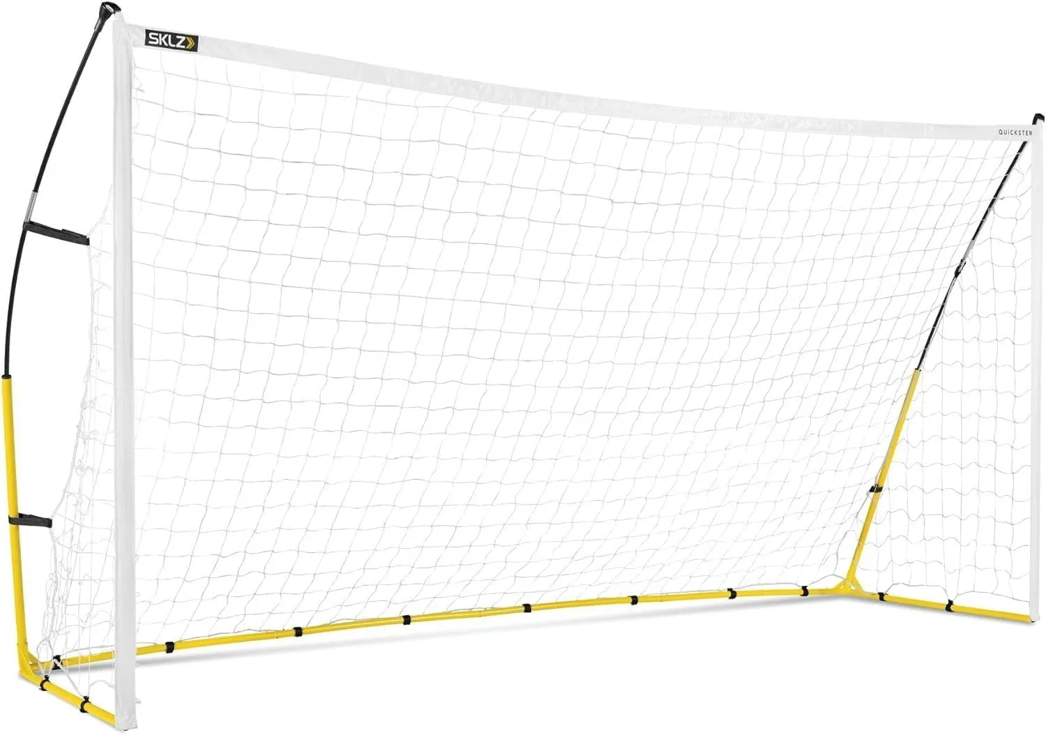 SKLZ Quickster Soccer Goal - Portable Goal for Backyard & Field - Durable Tension-Tite Frame & Heavy Gauge 2-Ply Net - Adjustable Click-Lock Poles, Metal Stakes - Carrying Case with Handle