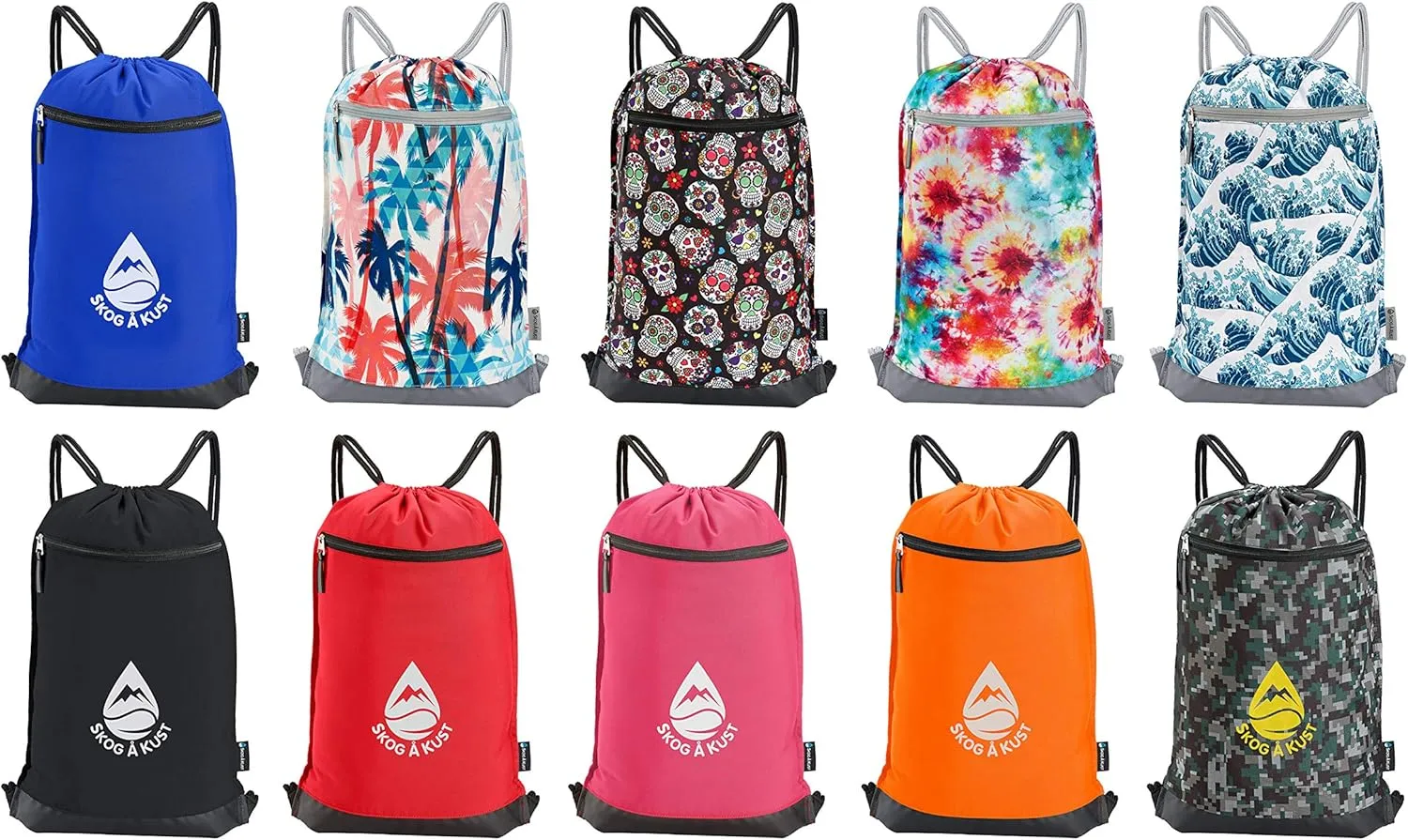 Skog Å Kust GymSak | Patented 2-in-1 Drawstring Cinch Bag with Removable Waterproof Dry Bag | Tie Dye