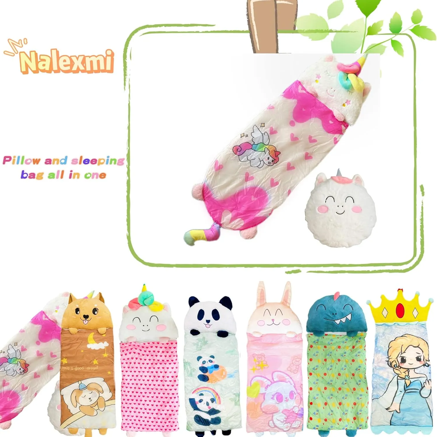 Sleeping Bag for Kids, Preschool Nap Mat, Toddler Sleeping Bag with Pillow for Daycare, Ages 3 , Large Size